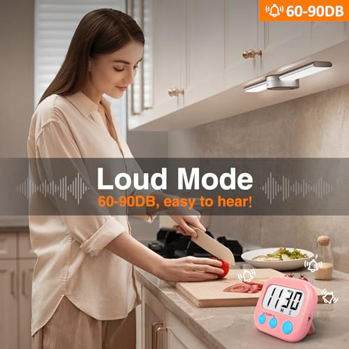 AOUCE Digital Kitchen Timers for Cooking, Timer for Kids 2 Pack Pink - color: Pink