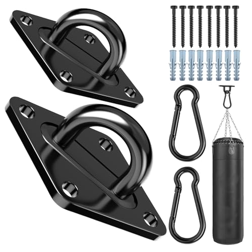 Morzejar Heavy Duty Black Hammock Hooks Screws Bolts Included, Over 1700 lb Rust-Resistant Swing Hook Hardware, M10 Hanging Kit for Porch Yoga Seat Trapeze (Indoor/Outdoor)