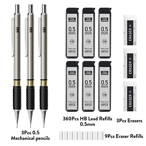 Four Candies Art Mechanical Pencil Set 3PCS 2MM Mechanical Pencils+Metal Mechanical Pencil Set - 3PCS 0.5mm Art Mechanical Pencils
