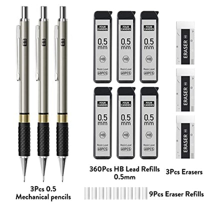 Four Candies Art Mechanical Pencil Set 3PCS 2MM Mechanical Pencils+Metal Mechanical Pencil Set - 3PCS 0.5mm Art Mechanical Pencils