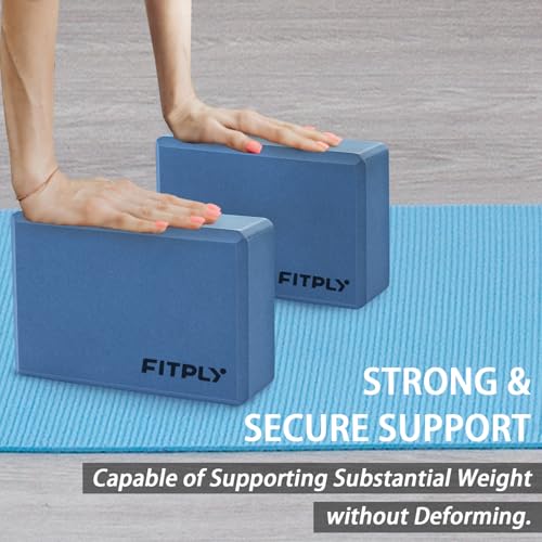 Yoga Blocks 2 Pack - Non-Slip Yoga Brick & Foam Blocks Yoga Set, High-Density Pilates Block for Stretching, Meditation, and Exercise Blocks Foam, Ideal for Deep Poses - color: Dark Blue
