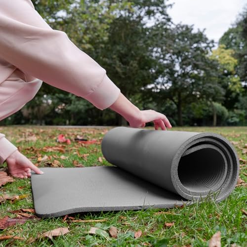 BalanceFrom 1-inch Thick 71x24 Inches Extra Thick Exercise Yoga Mat - color: Gray