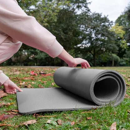 BalanceFrom 1-inch Thick 71x24 Inches Extra Thick Exercise Yoga Mat - color: Gray