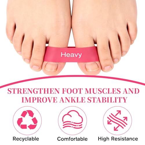 TIESOME 5 PCS Toe Bands Big Toe Spacers for Bunion Correction, Toe Stretcher Bands Toe Spacers Resistance Straightener Loop Band with Storage Bag for Women Men(Pink)
