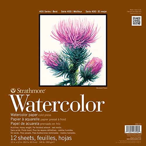 Strathmore Watercolor Paper Pad 12"X12"-12 Sheets -298112 - size: 12 x 12 inches, style: Tape Binding