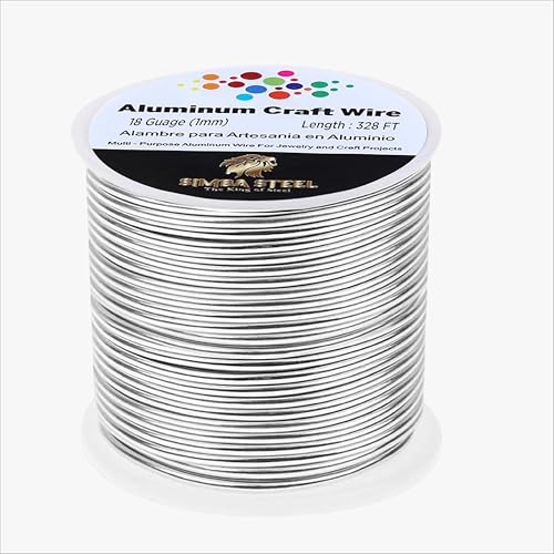 18 Gauge Aluminum Wire 328 Ft (Silver, 1mm), Metal Armature Wire for Sculpting, Aluminum Craft Material, Jewelry Making, Bendable for Crafts, Beading & Floral Design by Simba Steel - style: 18 Gauge x 328 FT