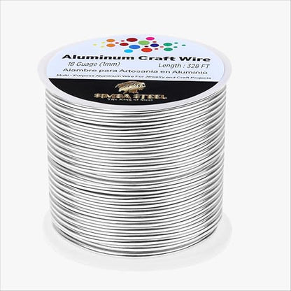 18 Gauge Aluminum Wire 328 Ft (Silver, 1mm), Metal Armature Wire for Sculpting, Aluminum Craft Material, Jewelry Making, Bendable for Crafts, Beading & Floral Design by Simba Steel - style: 18 Gauge x 328 FT