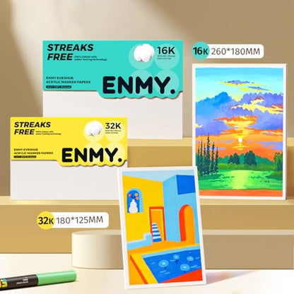 ENMY Acrylic Marker Sketch Pad, 7×4.9 Inch Bleed-Proof Marker Paper,140lb/300gsm Heavyweight Sketchbook, 30 Sheets Drawing Pad Glue-Bound with Hard Backing for Artists, Students - size: 7×4.9 inch