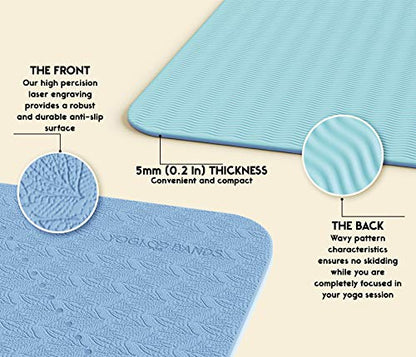 Premium TPE Yoga Mat - Body Alignment Guide Lines and Non-Slip Grip - Perfect for Home Exercise and Gym Workout - Light, Portable, Compact - Travel-Friendly Shoulder Strap