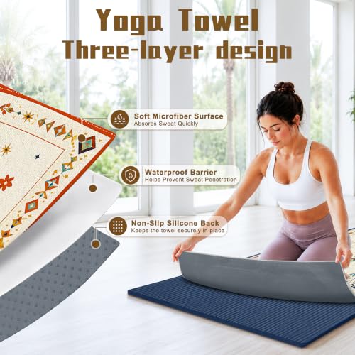 Hot Yoga Towel Non Slip, Ultra-Absorbent Yoga Mat Towel, Soft with Printed Design, Machine Washable, Yoga Pilates Towel Suitable for Exercise, Pilates, Yoga, 72x27in.Two Diamond - color: Two Diamond