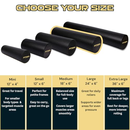 Fitizen Foam Roller – Muscle Massage Rehab Stiff Back Pain Physical Therapy Deep Tissue Firm Exercise Equipment Home Gym Stress Yoga Pilates for The Fit Citizen by FitNation - style: Large - 24 x 6 inches
