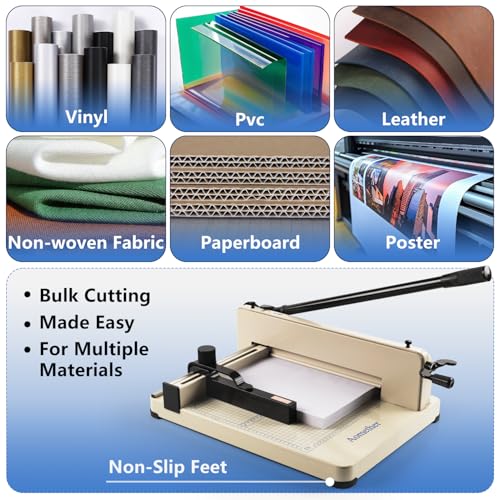 12" Heavy Duty Guillotine Paper Cutter - 400 Sheet Precision Cutting, Safety Lock Blade & Rapid Stack Processing for Office/School, Solid Steel Construction - size: 12"-Heavy Duty Paper Cutter
