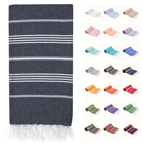 Park&Oz Turkish Beach Towel – Oversized 100% Cotton Quick-Dry & Sand-Free Blanket 72x40 – Ultra-Absorbent, Lightweight & Compact Pool Towel for Beach, Travel, Spa, Gym, Camping & Home (Charcoal) - color: Charcoal