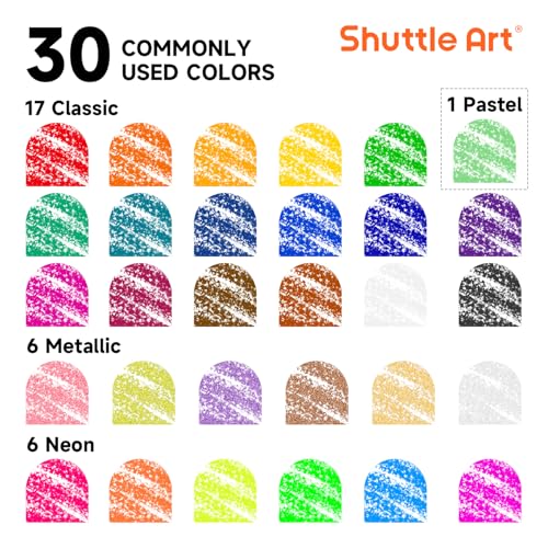Shuttle Art Tempera Paint Sticks 30 Colors, Kids Safe, Washable Mess-Free | Fast Drying Solid Paint Sticks, Works Smoothly and Creamy on Paper, Wood, Glass, Ceramic and Canvas for Kids Art Creation - color: 30 colours