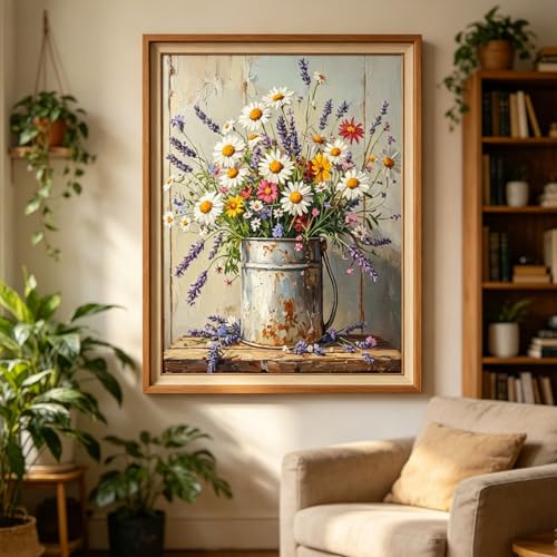 Diamond Art Painting Kits for Adults, Wildflower Daisy Bouquet Full Drill Diamond Dots Paintings for Beginners, Round 5D Paint with Diamonds Pictures Gem Art Painting Kits DIY Crafts Kits 12x16In - color: Wildflower