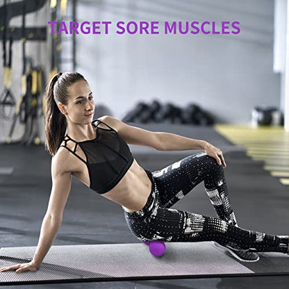 5BILLION FITNESS Peanut Massage Ball,Double Lacrosse Ball and Mobility Massage Ball for Physical Therapy - Deep Tissue Massage Tool for Myofascial Release, Muscle Relaxer, Acupoint Massage (Purple) - color: Purple