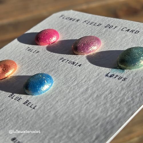IUILE Handmade Watercolor Paints - Flower Field Dot Card (5 Colors) - Metallic, Shiny, Shimmer - color: Flower Field Dot