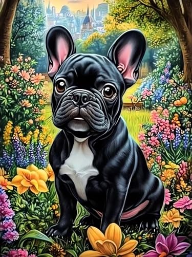 Bulldog Diamond Art Kits for Adults, Animals 5D Diamond Painting Kits for Adults, DIY Gem Painting, Dimond Art Paintings Kit, Crafts for Adults, Full Drill Diamond Dot for Home Wall Decor 12 X 16 Inch - color: CM085