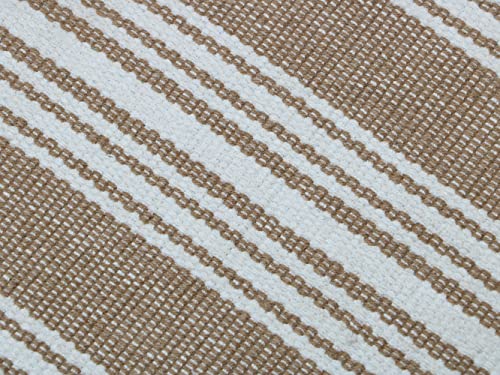 Hand Woven 100% Cotton Yoga Mat- Thick Handloom Made in India- for Gym Floor Exercise - Runner for Bedroom - color: Beige