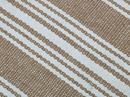 Hand Woven 100% Cotton Yoga Mat- Thick Handloom Made in India- for Gym Floor Exercise - Runner for Bedroom - color: Beige