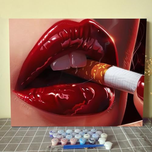 Tucocoo DIY Painting by Numbers Kits for Adults - Abstract Lip Landscape - Oil Painting Digital on Canvas Wall Art Decoration Gift 16Inch X 20Inch - color: 20 Styles Graffiti 02, size: 16''Wx20''H(Without Frame)