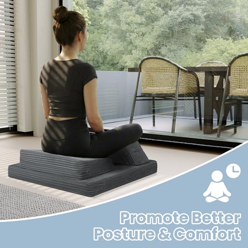 Meditation Cushion, Meditation Mat with Knee Support, Dark Grey - color: Dark Grey, size: 24X24X2 Inch