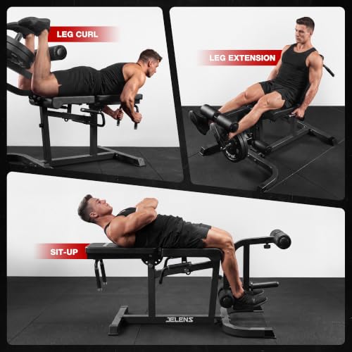 JELENS J10 Leg Extension and Curl Machine, Adjustable Leg Curl Machine for Home Gym, Seated Leg Extension and Lying Curl Machine for Lower Body Workouts - color: Black, size: Upgraded Leg Machine