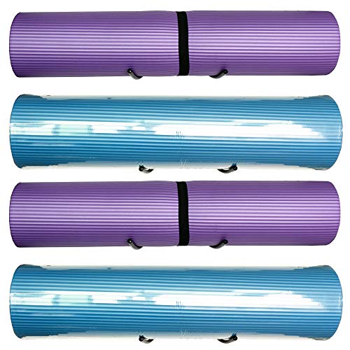 YYST Yoga Mat Foam Rollers Wall Rack Wall Storage Mount Wall Holder Storage Shelf for Foam Rollers and Yoga Mat, Up to 8 Inch Diameter - No Mat -4/PK