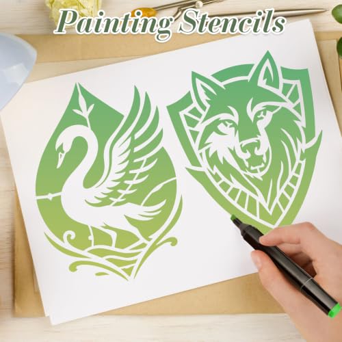 Animal Medal Stencils for Crafts Reusable 16Pcs Stencils(11.8X8.2 Inch) | DIY Art Painting Stencil Furniture Decor Kit for Wood Embroidery Wall Silk Screen Journaling - color: Animal 5