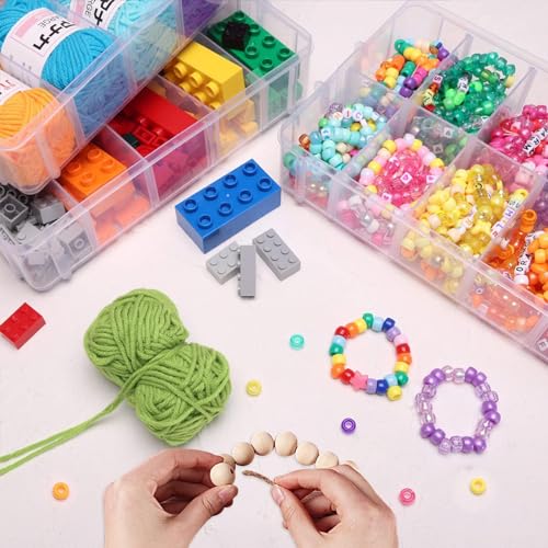 Bead Organizer 3 Tier 30 grid Stackable Craft Tackle Storage Container | Stackable 3-Tier Design, 30 Compartments, for Beads Washi Tape Toys Jewelry Beauty and Sewing Supplies - color: Clear, size: 3 tier
