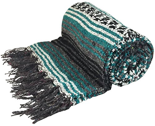 Prickly Octopus Large Hand Woven Mexican Blanket - Serape Blanket - Mexican Yoga Blanket - Assorted Colors (6'X4')