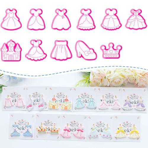 11-Piece Princess Theme Clay Cutters Set - Dress, Crown, Castle & Shoe Shapes for DIY Modeling, Polymer Clay Art, Earring & Craft Making, Creative Hobbyist Tools - color: K color
