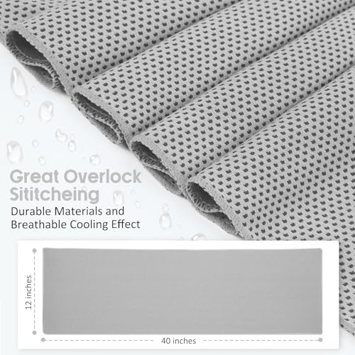 Cooling Towels 20 Pack, 40"x 12" Cooling Rags Neck Wraps for Sports with Carrying Pouch, Gym Cooling Neck Towels for Hor Weather, Sweat, Fitness, Travel - color: 20grey