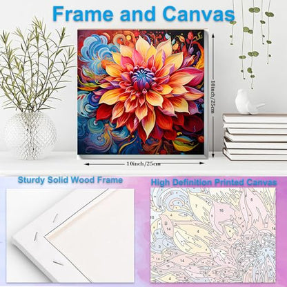 Artunion Framed Paint by Numbers Kit for Adults Beginners & Kids Ages 8-12,Mandala Flower Paint by Number with Frame, DIY Oil Painting Paint by Number Kits on Canvas 10X10 Inch Without Easel - color: ZXT-193-F