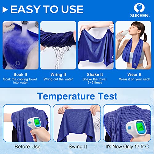 Sukeen 4 Pack Cooling Towels (40"x 12"), Cooling Neck Wraps, Soft Ice Towel | Lightweight,Absorb moisture,Long Last,Mesh Breathable for Sports,Outdoors,Yoga,Tennis,Golf,Running,Gym,Camping,Campus,Travel - color: Blue/Grey/Purple/Dark Blue