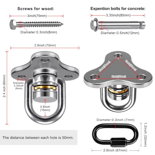 SELEWARE 2 Pack Tire Swing Swivel Hanger with Bearing Heavy Duty Swivel - color: Bearing Swing Hangers, 2 Pack