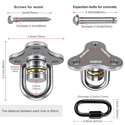 SELEWARE 2 Pack Tire Swing Swivel Hanger with Bearing Heavy Duty Swivel - color: Bearing Swing Hangers, 2 Pack
