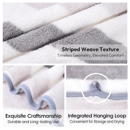JML Bath Towels, Pack of 4, 30"x60", Large, Cabana Stripe Grey - color: Cabana Stripe Grey, size: 4 Pack (30 in x 60 in)