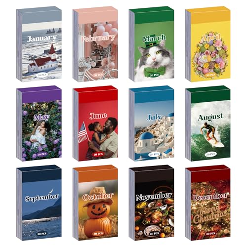 12 Sets 600 Sheets Washi Stickers for Journaling, Nature Season Festival Travel Flower Stickers Vintage Aesthetic Scrapbook Sticker Set for Bullet Journal Art Diary Card Craft Gifts Planner Notebook - style: Month Style