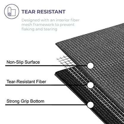 Voyage 5mm Studio Yoga Mats, 10 Pack, 72x24in | Extra Long, Anti-Tear Exercise Mats for Workout, Stretching, Fitness - Non Slip Gym Mats for Home, Schools and Studios - color: Black