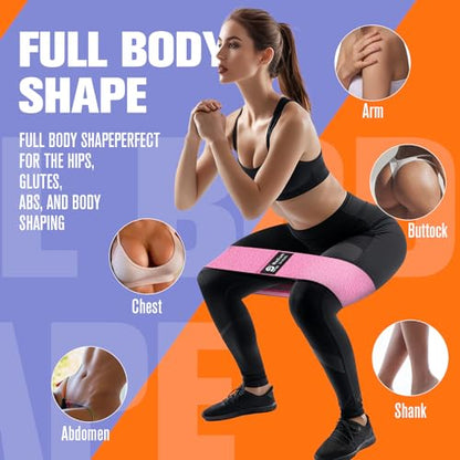 Booty & Resistance Bands – 3 Level Non-Slip Fabric Exercise Bands for Legs & Glutes, Women & Men, Squats, Hip Thigh Training, Yoga, Pilates, Home Workout - color: Green - Pink - Purple