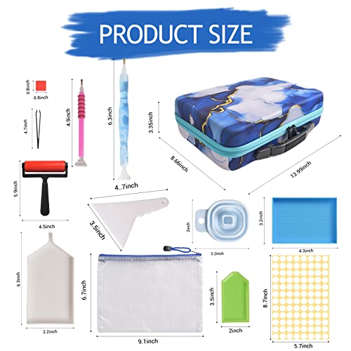 AYIYUN 70 Slots Diamond Painting Storage Containers, 5d Diamond Art Accessories and Tools, Diamond Painting Accessories Kit DIY Art Craft Jewelry Beads Rhinestones Organizer Box(Blue)