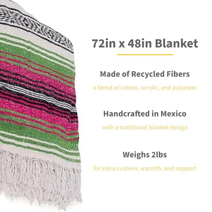Cozumel 12 Pack Mexican Blankets, 72"x48", Assorted Brights