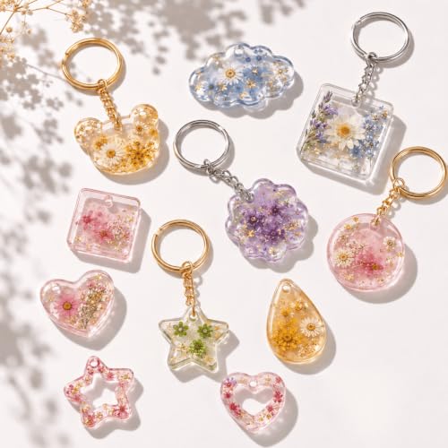 Silicone Resin Molds for Keychain and Pendant Making, 2 Mold Starter Kit with 220PCS Accessories, DIY Casting Set for Jewelry, Charms and Handmade Gift Crafts