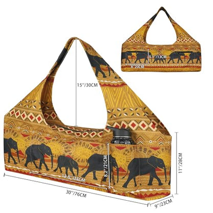 Large Yoga Mat Bag Yoga Bags and Carriers Fits All You Stuff Yoga Tote Bag with Yoga Mat Strap, Elastic Pockets and Zipper Pockets - color: Ginger black
