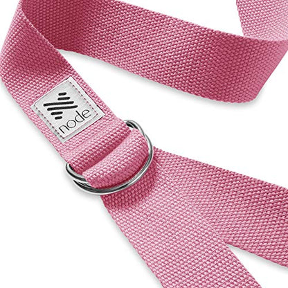 7-1/2' Yoga Strap for Stretching, Woven Cotton Blend Yoga Strap with Adjustable D-Ring Buckle for Exercise, Therapy and Fitness - color: Pink