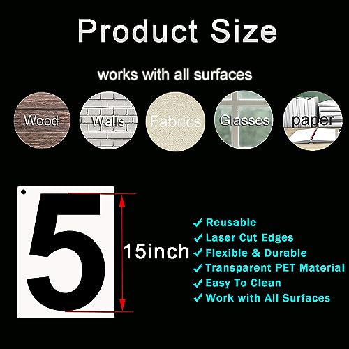 DXCYZ 15 Inch Large Number Stencils Kit 0-9 Address Number Stencil, 10PCS Reusable Plastic Painting Number Templates for Mailbox Signs, Door, Cars, Trucks, Home, Business, Window (15 Inch) - size: 15 Inch