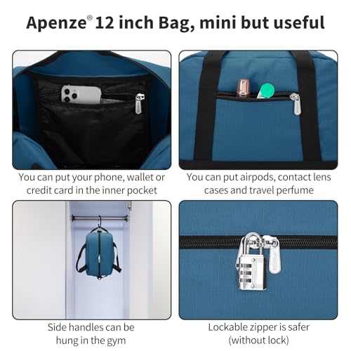 Apenze Small Gym Bag,12 inch Carry On Bag - color: Blue, size: 12 inch
