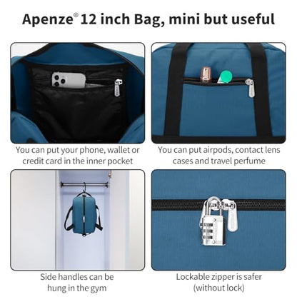 Apenze Small Gym Bag,12 inch Carry On Bag - color: Blue, size: 12 inch