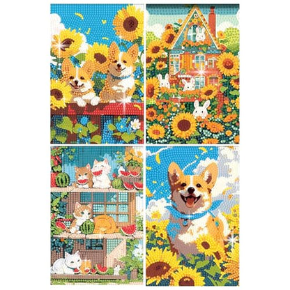PERFECTSIGHT Cute 5D Diamond Art Kits, Kawaii DIY Painting Art for Adults Teen, 4 Pack Diamond Arts and Crafts Sets, Big Gem Full Drill Diamond Dots for Women (Summer) - style: Summer